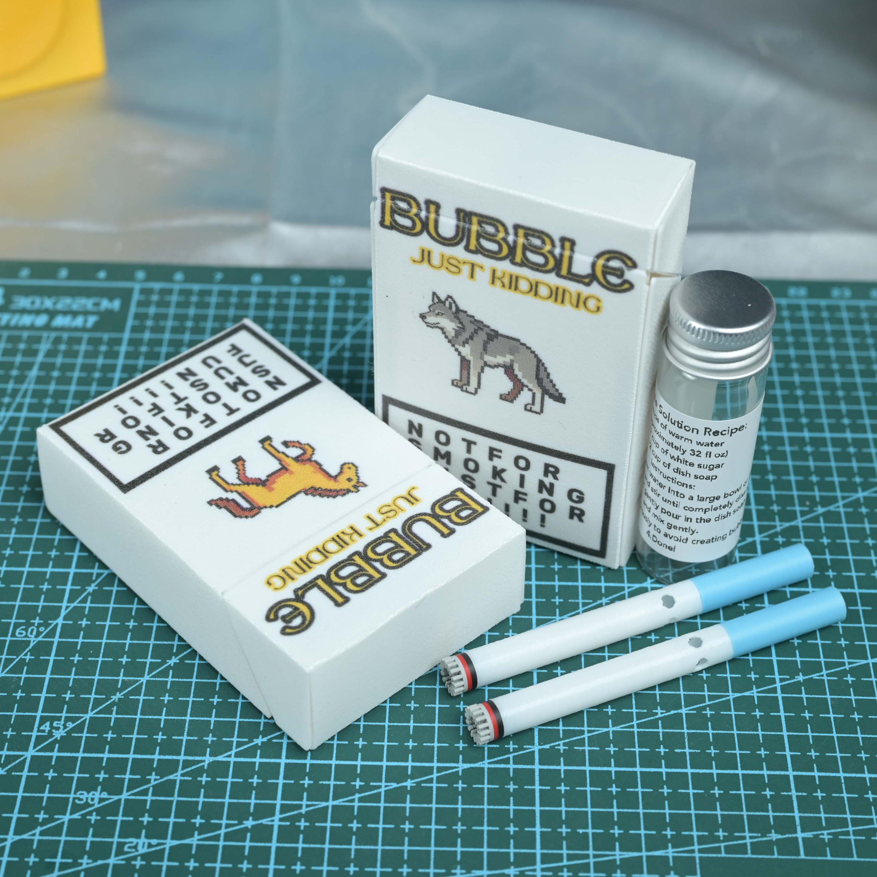 Novelty Bubble Cigarette Toy 3D Printed PLA Quit Smoking Aid Horse Wolf Fun Bubble Blower Party Toy Unique Gift for Smokers Smoking Gag Gift