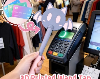 Tarjetero con forma de varita de murciélago demoníaco, fabricado en material PLA duradero. Accesorio práctico y elegante para guardar tarjetas. Opción de color personalizado. Tarjeta creativa.
