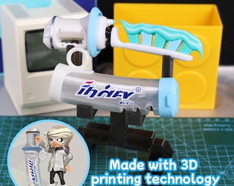 Mini cuchillo de pasta de dientes de Splatoon, decoración impresa en 3D, accesorio de escritorio para juegos, coleccionable, decoración para sala de juegos, exprimidor de pasta de dientes, accesorio de regalo