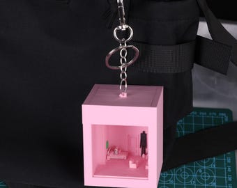 Llavero luminoso Dreamcore Cube Charm con modos de luz, impreso en 3D en PLA, decoración retro para habitación, adorno luminoso con succión magnética.