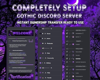 Server Discord gotico completamente configurato e pronto all'uso.