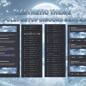 Fullständigt konfigurerad ljusblå Discord-server