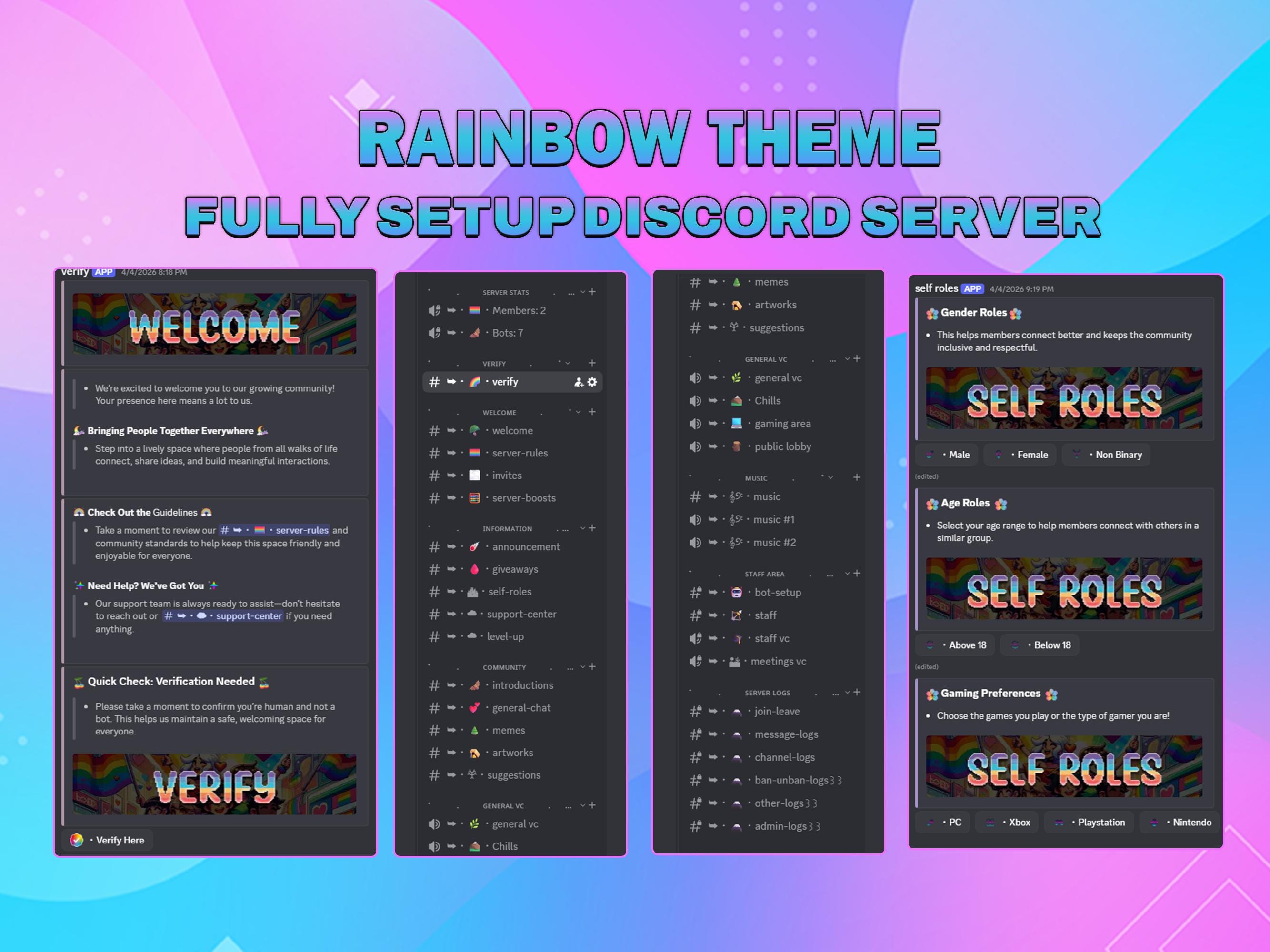 Fully Setup Rainbow Discord Server - Etsy