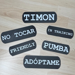 Etiqueta personalizada para coleira de cachorro | Etiqueta de identificação para animais de estimação com velcro | Texto personalizado durável e leve