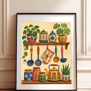 Affiche colorée pour étagère de cuisine III, Décoration murale colorée pour la cuisine, Impression giclée
