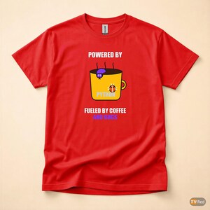 Powered By Python / Developer T-Shirt / Programmer Coffee Coder Tee image 5