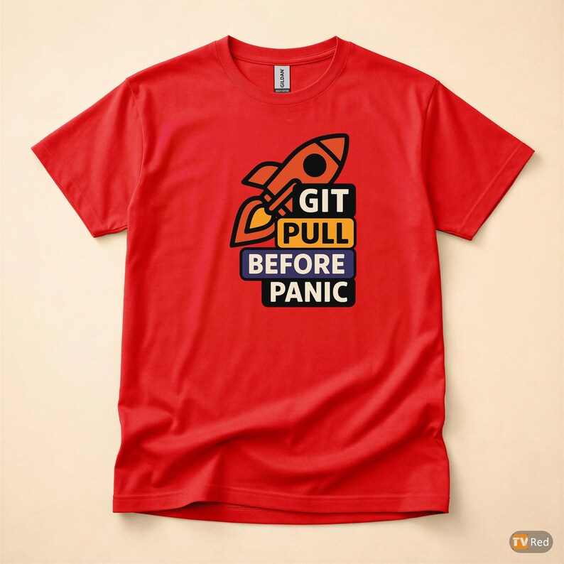 Git Pull Before Panic / Camiseta de programador Git / Camiseta de control de versiones / Camiseta Git Commit / Regalo para desarrolladores DevOps imagen 5