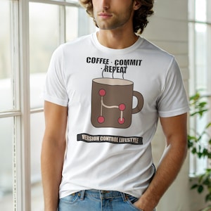 Coffee Commit Repeat / Developer T-Shirt / Programmer Humor Tee / Git Coffee Coder Gift image 6