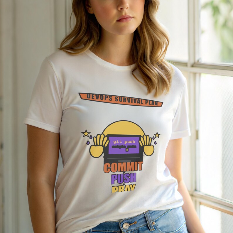 Commit Push Pray / Developer Humor / Git Programming / Funny Coder T-Shirt afbeelding 6