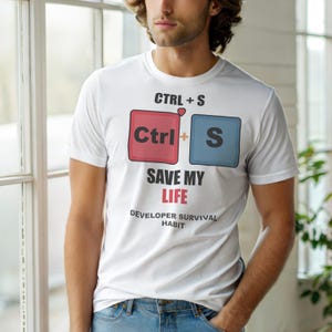 Strg rettet mein Leben / Programmierer-T-Shirt / Entwickler-Tastatur-Humor-T-Shirt