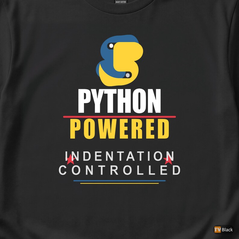 Python Powered Programmer / Developer Coder / Bold Typography Tee afbeelding 2