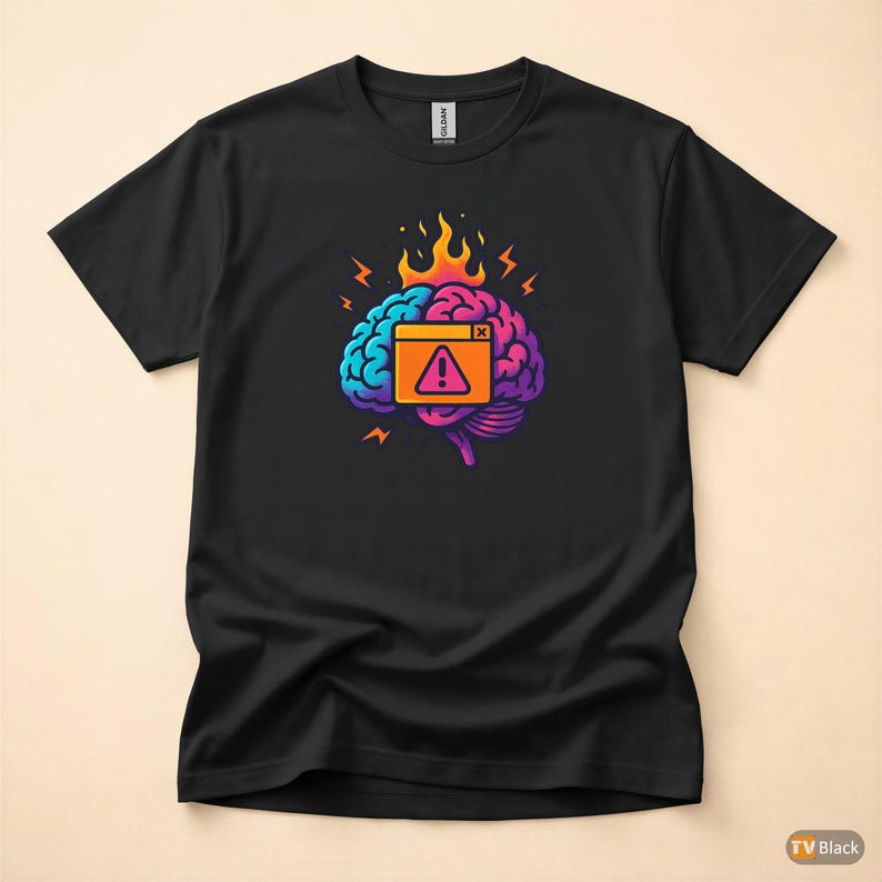 Error 404 Brain Kernel Panic / Funny Error Code Shirt / 404 Programmer Tee / Web Developer Gift / Coding Error Tee image 3