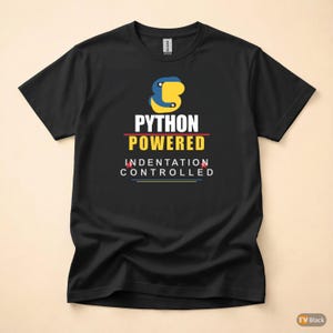 Python Powered Programmer / Developer Coder / Bold Typography Tee afbeelding 3