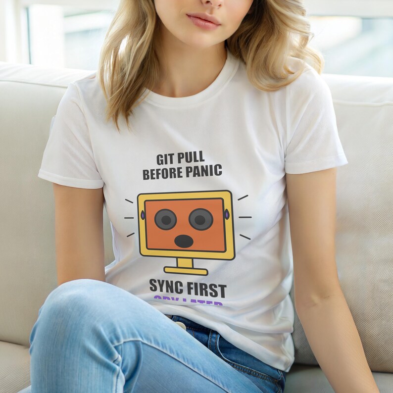 Faites un pull Git avant de paniquer / Humour de développeur / T-shirt pour codeur image 6