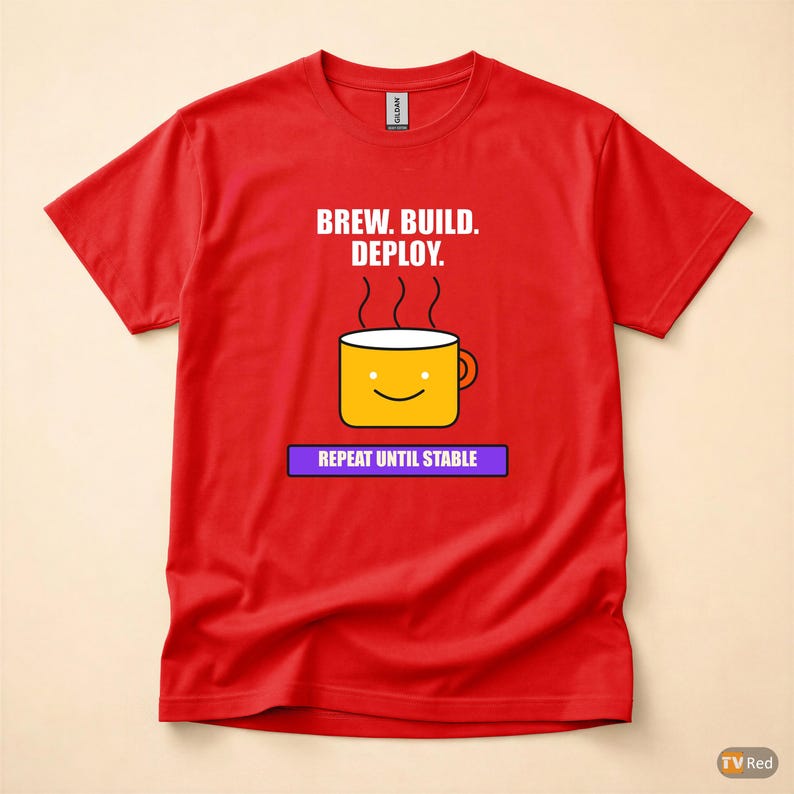 Brew Build Deploy / DevOps Developer / Coffee Programmer Tee / Coder Humor Shirt image 5