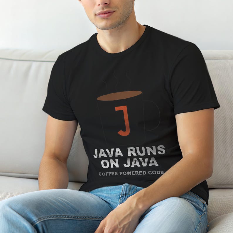 Java läuft auf Java / Programmierer / Entwickler / Kaffeehumor-T-Shirt Bild 1