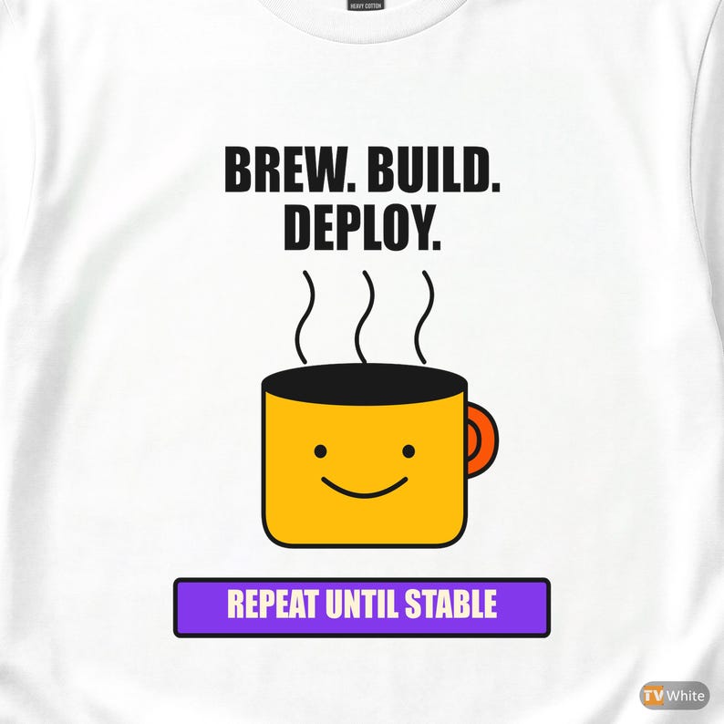 Brew Build Deploy / DevOps Developer / Coffee Programmer Tee / Coder Humor Shirt image 2
