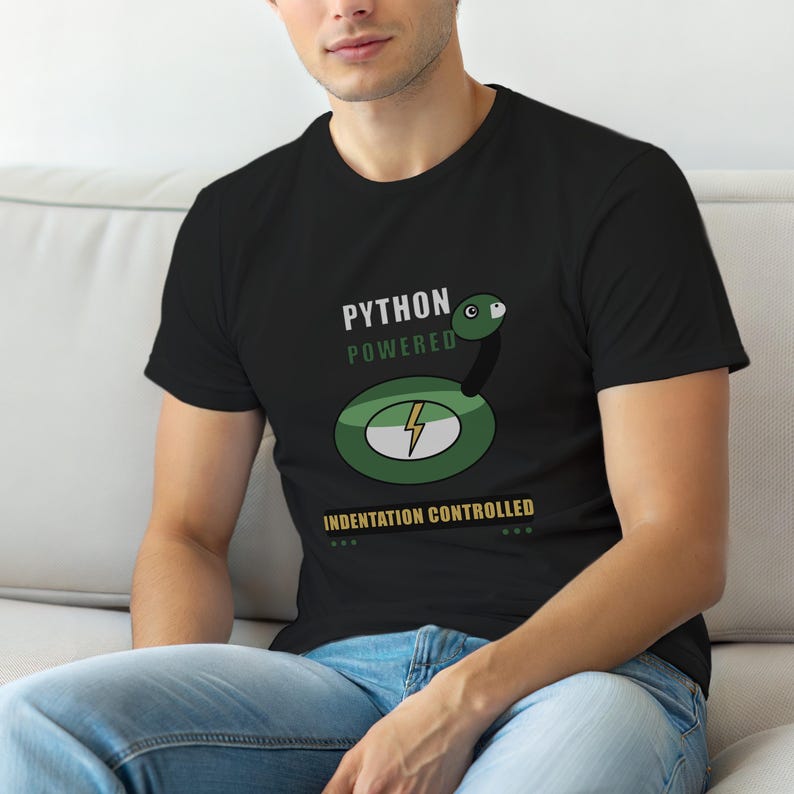Python Powered Programmer / Developer T-Shirt / Coding Humor Tee afbeelding 3