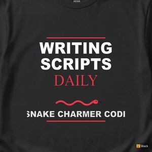 Snake Charmer Coder / Python Developer / Bold Typography T-Shirt image 2