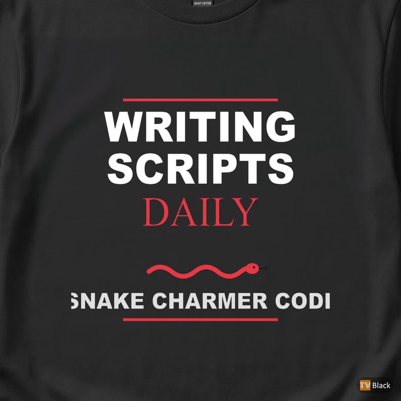 Snake Charmer Coder / Python Developer / Bold Typography T-Shirt image 2