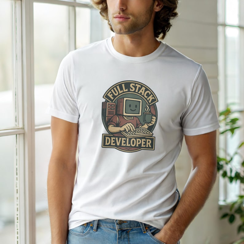 フルスタック開発者／プログラマー向けTシャツ／コーディングユーモア／テクノロジーギフト 画像 1