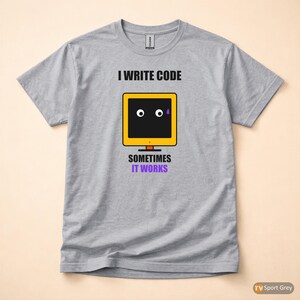 I Write Code / Programmer T-Shirt / Developer Cartoon Tee / Software Engineer Gift image 8