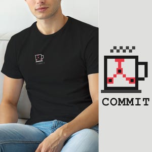 Coffee Commit Repeat / Maglietta da sviluppatore / Umorismo da programmatore Git / Maglietta Retro Tech