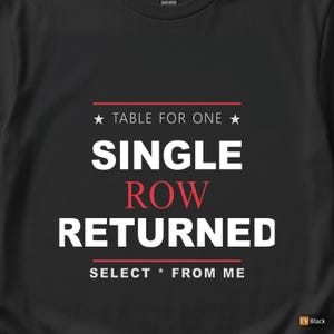 Table For One / SQL Developer / Database Programmer / Coding Humor T-Shirt image 2