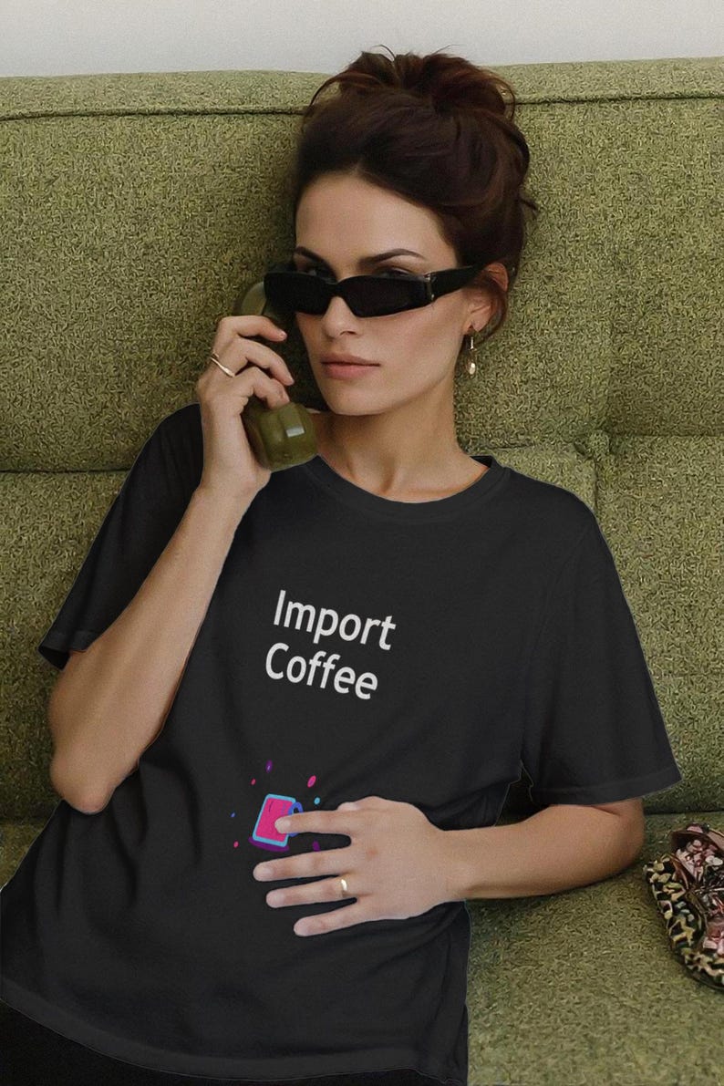 Kaffee importieren / Python-Entwickler-Shirt / Python-Programmierer-T-Shirt / Geschenk für Python-Fans / Python-Coder-T-Shirt Bild 4