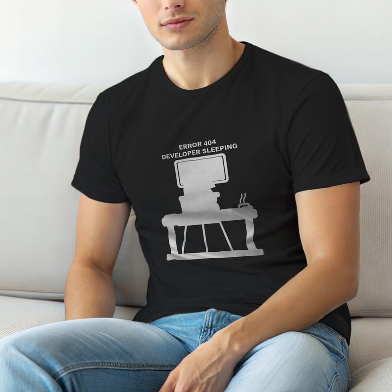 Fehler 404 – Entwickler schläft / HTTP-Fehler-Shirt / 404-Programmierer-T-Shirt / Geschenk für Webentwickler / Lustiges Fehlercode-Shirt Bild 6