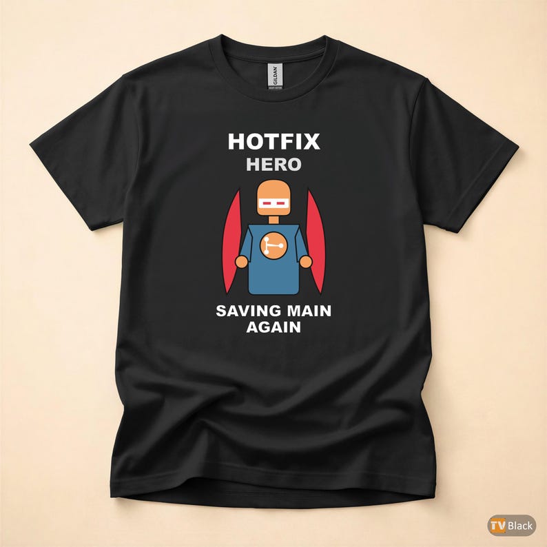 Hotfix Commit Hero / Git DevOps / Developer Programmer / Production Humor Tee image 3