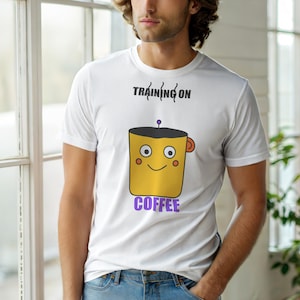 Stimmungsbild: Maschinelles Lernen / Entwickler-Cartoon-T-Shirt / Programmierer-Kaffee-Humor / Geschenk für KI-Ingenieure
