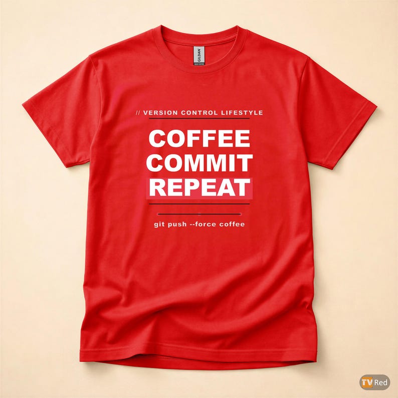 Coffee Commit Repeat / Developer T-Shirt / Programmer Git Humor / Coder Coffee Tee image 5