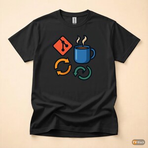T-shirt « Git Commit Coffee Repeat » / T-shirt « Programmeur Git » / Cadeau pour développeur DevOps / T-shirt de contrôle de version image 3