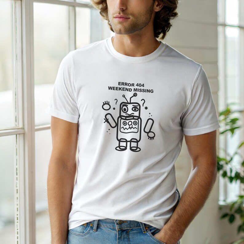 Fehler 404 – Wochenende fehlt / HTTP-Fehler-Shirt / 404-Programmierer-T-Shirt / Geschenk für Webentwickler / Lustiges Fehlercode-Shirt Bild 3