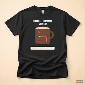 Coffee Commit Repeat / Developer T-Shirt / Programmer Humor Tee / Git Coffee Coder Gift image 3