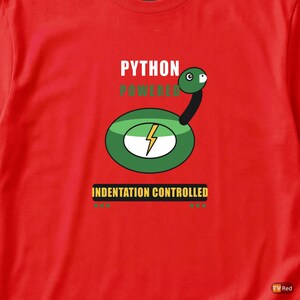 Python Powered Programmer / Developer T-Shirt / Coding Humor Tee afbeelding 2