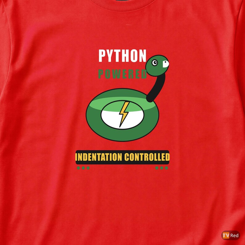Python Powered Programmer / Developer T-Shirt / Coding Humor Tee afbeelding 2