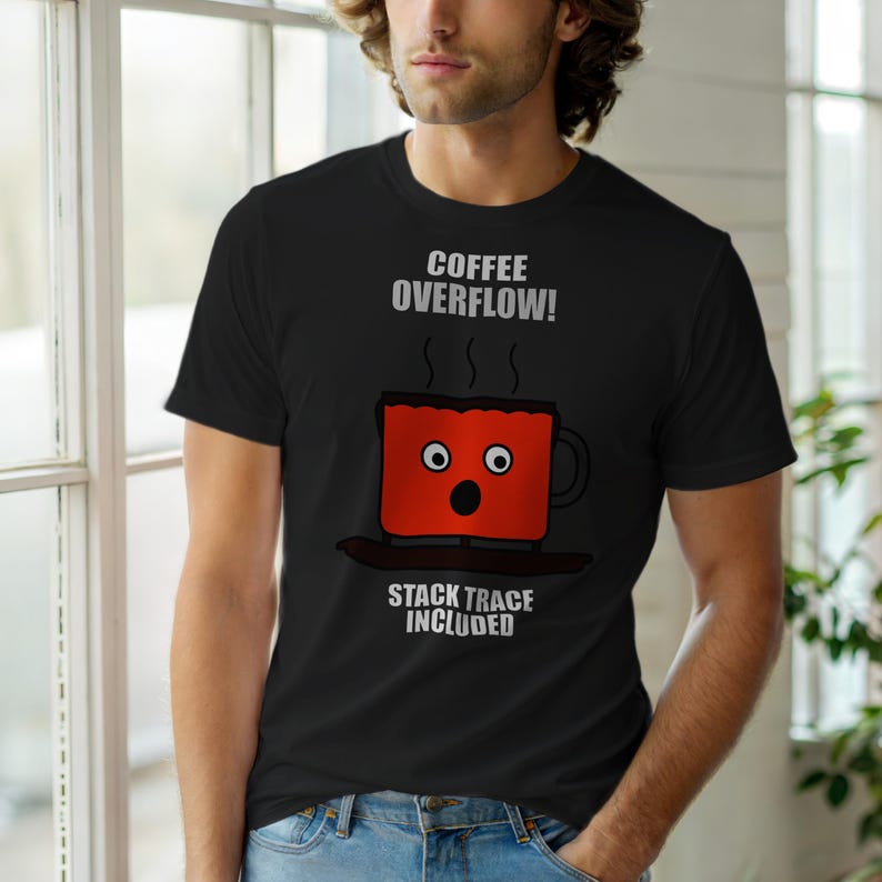 Coffee Overflow / Utvecklare Debugging Humor / Programmerare Kodare T-shirt bild 1