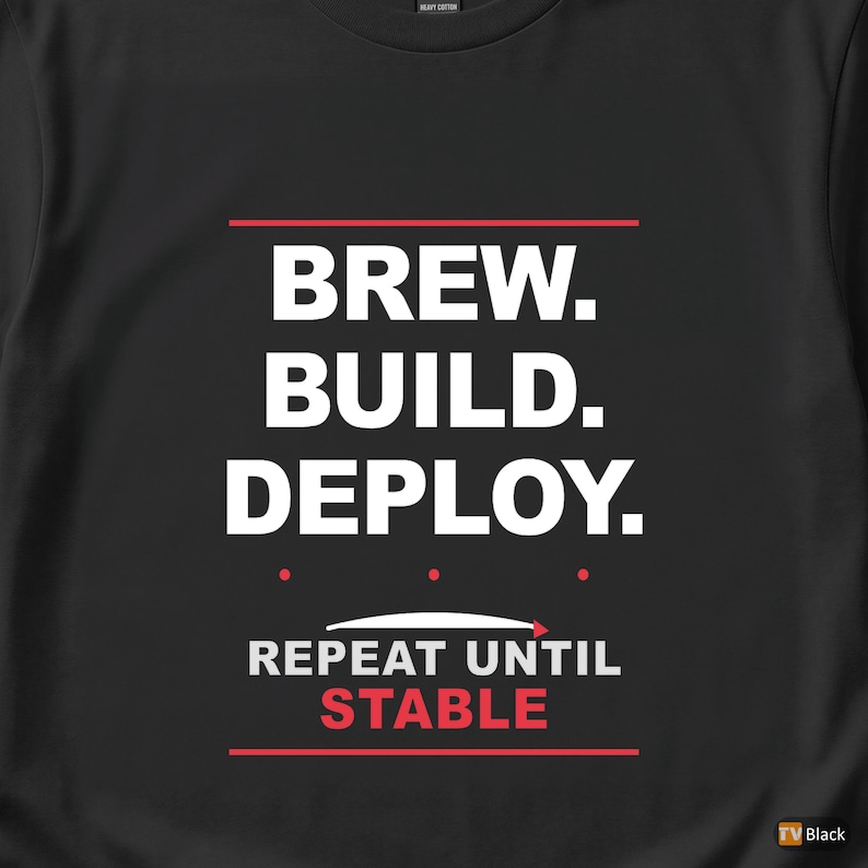Brew Build Deploy / DevOps Developer / Coffee Programmer Tshirt image 2