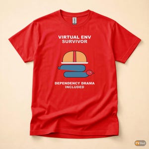 Virtual Env Survivor / Python Developer / Backend Coder / Programming Humor Tee afbeelding 5