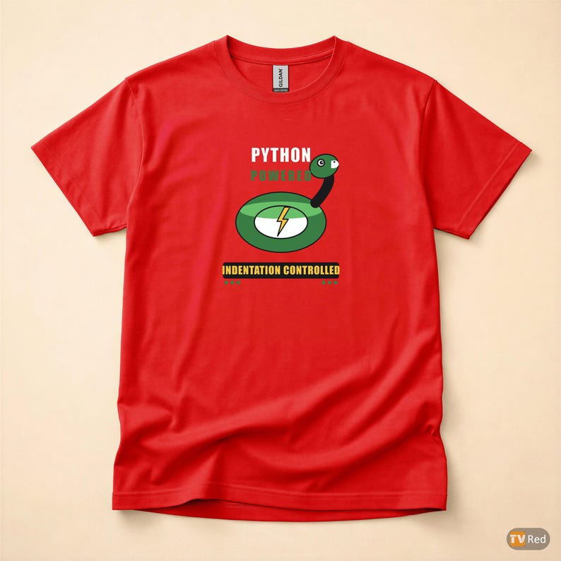 Python Powered Programmer / Developer T-Shirt / Coding Humor Tee afbeelding 1