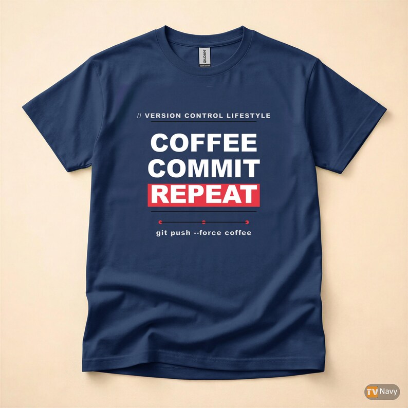 Coffee Commit Repeat / Developer T-Shirt / Programmer Git Humor / Coder Coffee Tee image 4