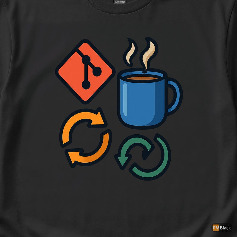 T-shirt « Git Commit Coffee Repeat » / T-shirt « Programmeur Git » / Cadeau pour développeur DevOps / T-shirt de contrôle de version image 2