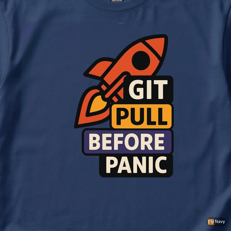 Git Pull Before Panic / Camiseta de programador Git / Camiseta de control de versiones / Camiseta Git Commit / Regalo para desarrolladores DevOps imagen 2