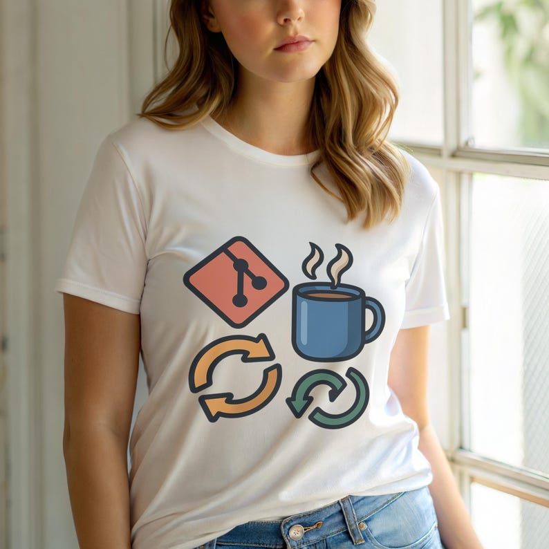 T-shirt « Git Commit Coffee Repeat » / T-shirt « Programmeur Git » / Cadeau pour développeur DevOps / T-shirt de contrôle de version image 6