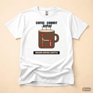 Coffee Commit Repeat / Developer T-Shirt / Programmer Humor Tee / Git Coffee Coder Gift image 7