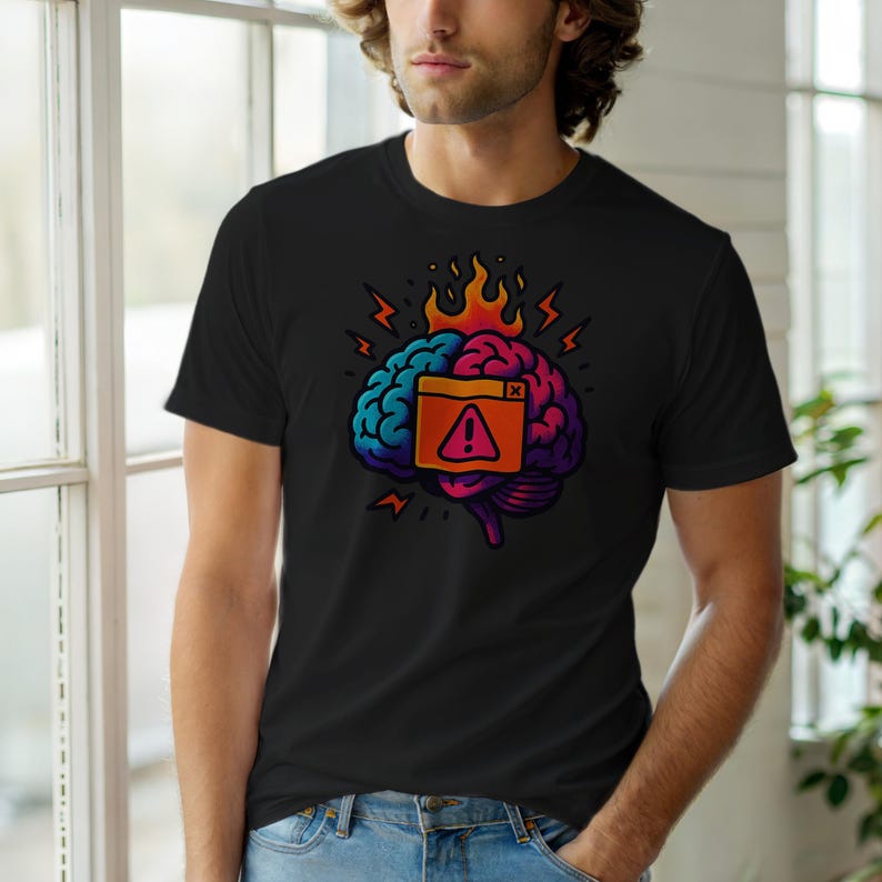 Error 404 Brain Kernel Panic / Funny Error Code Shirt / 404 Programmer Tee / Web Developer Gift / Coding Error Tee image 6