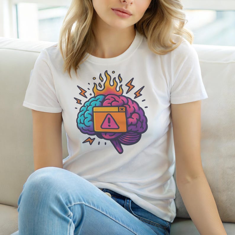 Error 404 Brain Kernel Panic / Funny Error Code Shirt / 404 Programmer Tee / Web Developer Gift / Coding Error Tee image 1
