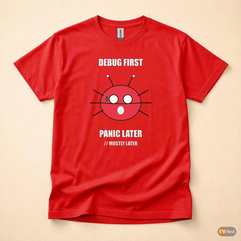 Debug First Panic Later / Developer T-Shirt / Programmer Humor Tee image 7
